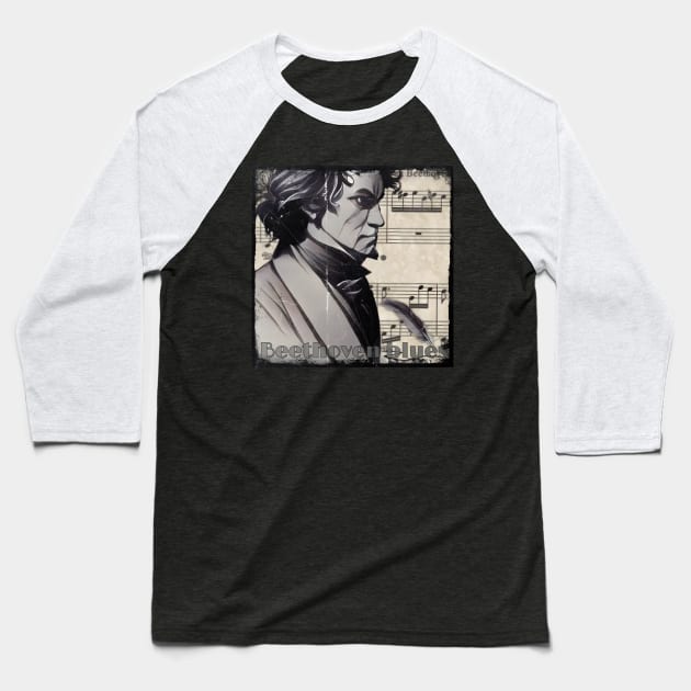 Beethoven blues Baseball T-Shirt by CreakyDoorArt